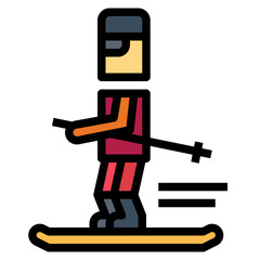 Skiing Stance filled outline icon style