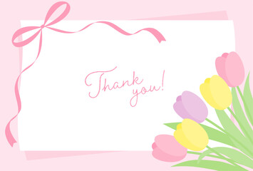 vector background with a bouquet of tulips and a white card for banners, cards, flyers, social media wallpapers, etc.