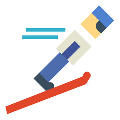 Ski Jumping flat icon style