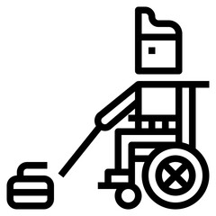 wheelchair curling line icon style