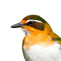 Vibrant Colorful Bird on White Background Created with Generative AI and Other Techniques