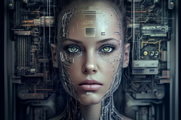 abstract artificial intelligence, robot, in the form of a human, digital technologies, generative ai.
