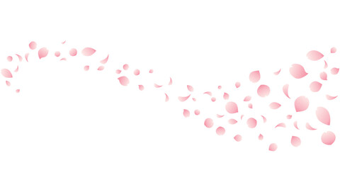 桜吹雪のウェーブのイラスト（薄いピンク）