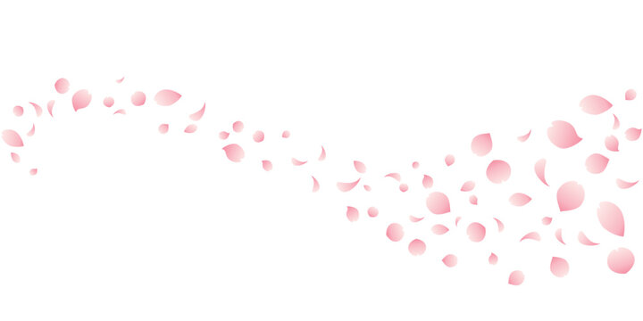 桜吹雪のウェーブのイラスト（薄いピンク）