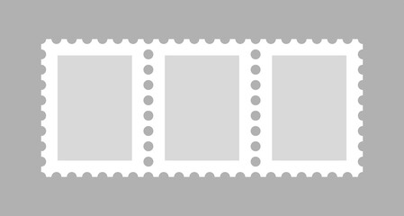 Postage stamp icons set. Symbol of mail, congratulations or postcards. Stamp for an envelope with a letter.