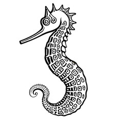 Obraz premium Seahorse dot tattoo design. Generative AI