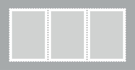 Postage stamp icons set. Symbol of mail, congratulations or postcards. Stamp for an envelope with a letter.