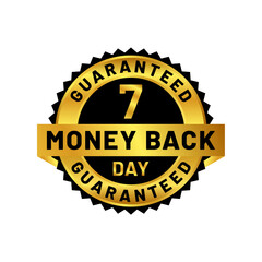 money back guaranteed badge in gold color