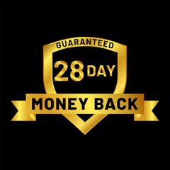 money back guaranteed badge in gold color