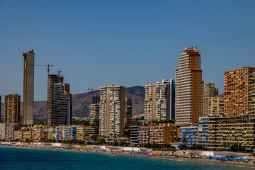 Fototapeta na wymiar panorama view on a sunny day on the city of Benidorm Spain