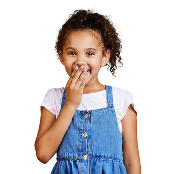 A Cute Girl Laughing With Her Hand Over Her Mouth. Happy And Carefree Kid Finding The Funny Side Of Things Isolated On A Png Background.