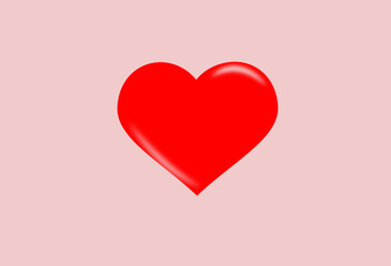 Red heart in a pastel pink background.