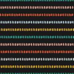 Black seamless pattern with colorful lines
