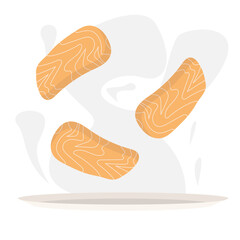 vector of salmon on a plate with white background