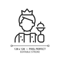 Ruler pixel perfect linear icon. Power and control. Character and brand archetype. Leader skills. Psychoanalytic theory. Thin line illustration. Contour symbol. Vector outline drawing. Editable stroke