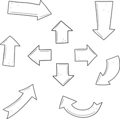 vector hand drawn arrows icons set on white
