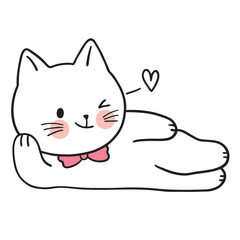 Cartoon cute character funny cat vector.