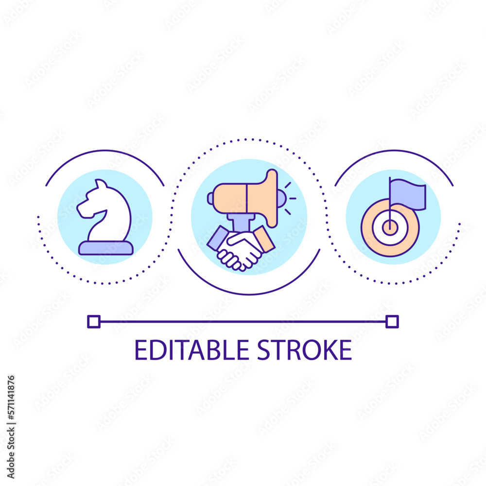 Poster advertising strategy loop concept icon. effective products promotion. business development abstract 