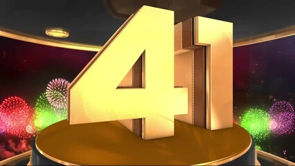 41st birthday animation in gold with fireworks background, 
Animated 41 years Birthday Wishes in 4K 
