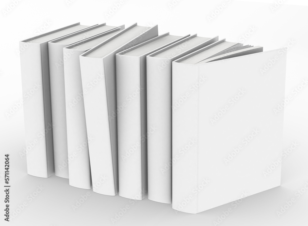 Poster template empty book mockup set white background , 3d rendering