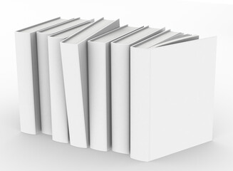 template empty book mockup set white background , 3d rendering
