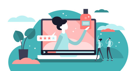 Product review illustration, transparent background. Flat tiny feedback rate persons concept. Quality analysis process for customer choice satisfaction. Online promotion presentation results.