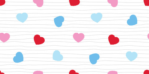 heart valentine seamless pattern paper line cloud vector cartoon tile background doodle repeat wallpaper gift wrapping paper illustration design isolated