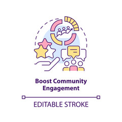 Boost community engagement concept icon. Social media advertising goal abstract idea thin line illustration. Isolated outline drawing. Editable stroke. Arial, Myriad Pro-Bold fonts used