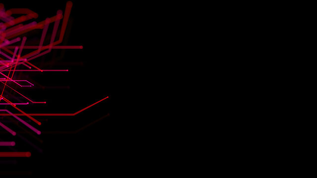 Red and Pink Network Lines form a Futuristic High-Tech Grid. Computing Concept with copy-space.
