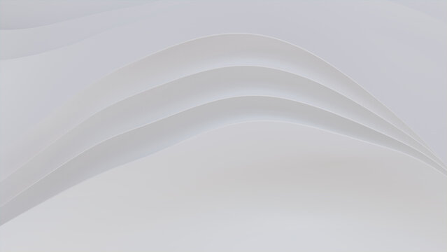 Abstract background made of White 3D Waves. Light 3D Render with copy-space. 