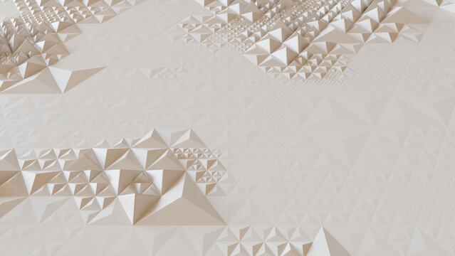 Fototapeta Light High Tech Surface with Tetrahedrons. White, Polygonal 3d Wallpaper.