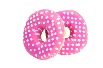 donut in pink glaze isolated