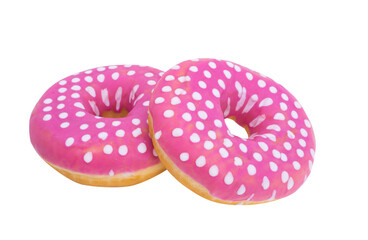 donut in pink glaze isolated