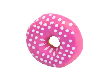 donut in pink glaze isolated