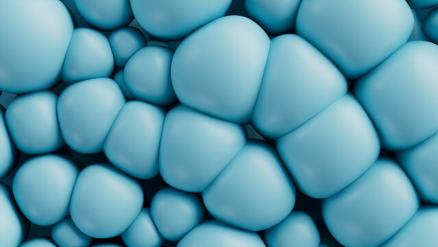 Baby Blue 3D Spheres form a Colorful abstract wallpaper. 3D Render.  