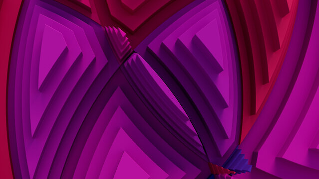 Multicolored Tech Background with a Geometric 3D Structure. Vibrant, Stepped design with Extruded Futuristic Forms. 3D Render.