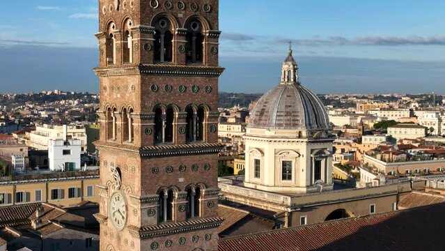 Basilica di Santa Maria Maggiore a Roma, Italia, 
Campanile, Tetti, vista panoramica, panorama, città, 
