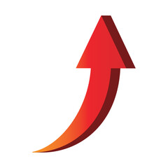 Three-dimensional rising red arrow