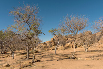 The landscape of the Erongo Mountains in Namibia