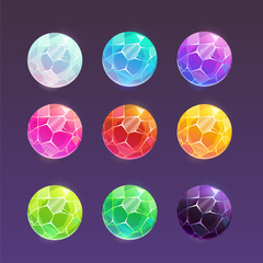 Colorful glossy crystal balls set, vector icons