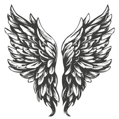 Angel wings, bird wings collection cartoon hand drawn vector illustration sketch