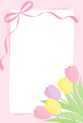 Fototapeta na wymiar vector background with a bouquet of tulips and a white card for banners, cards, flyers, social media wallpapers, etc.