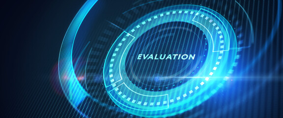 Evaluation Performance quality assessment business technology internet concept. 3d illustration