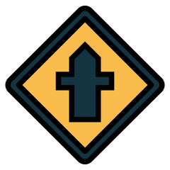 Obraz premium Crossroads ahead filled outline icon style