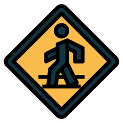 Pedestrian crossing filled outline icon style