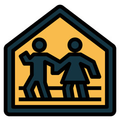 School crossing filled outline icon style