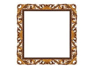 medieval golden frame isolated on white background