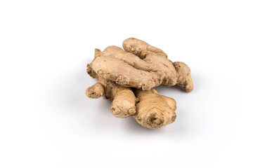 fresh ginger on white background