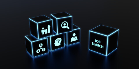 Business, Technology, Internet and network concept. Job Search human resources recruitment career. 3d illustration