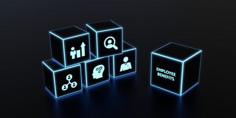 Business, Technology, Internet and network concept. Shows the inscription: EMPLOYEE BENEFITS. 3d illustration